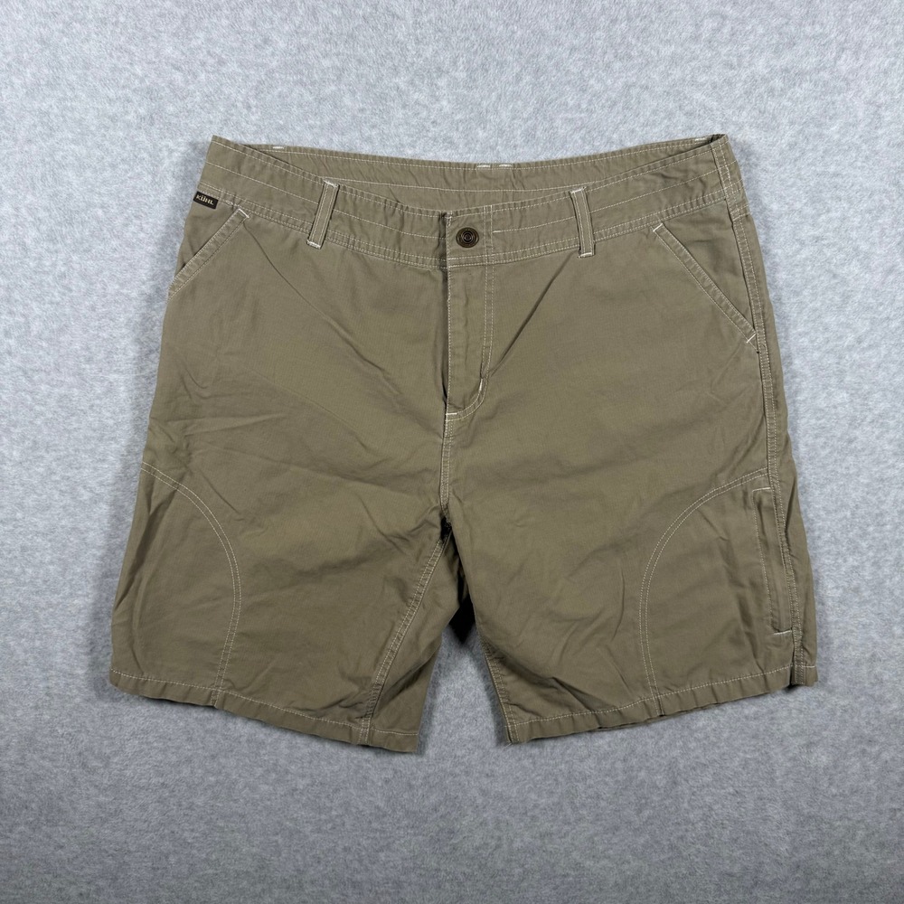 Kuhl Mens KuhlDry Khaki Brown Hiking Shorts Size 38 Cotton Nylon Herringbone